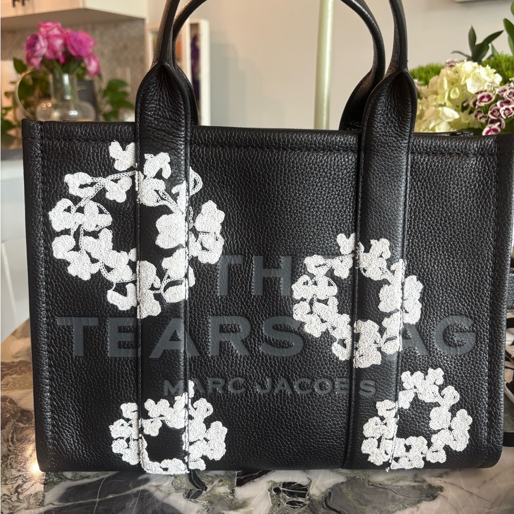 Marc Jacobs Black Floral Tote Bag